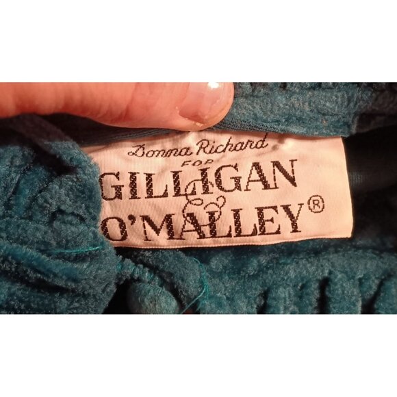 Vintage Medium Donna Richard for Gilligan O'Malley Teal Blue Velour Nightgown - Picture 6 of 7